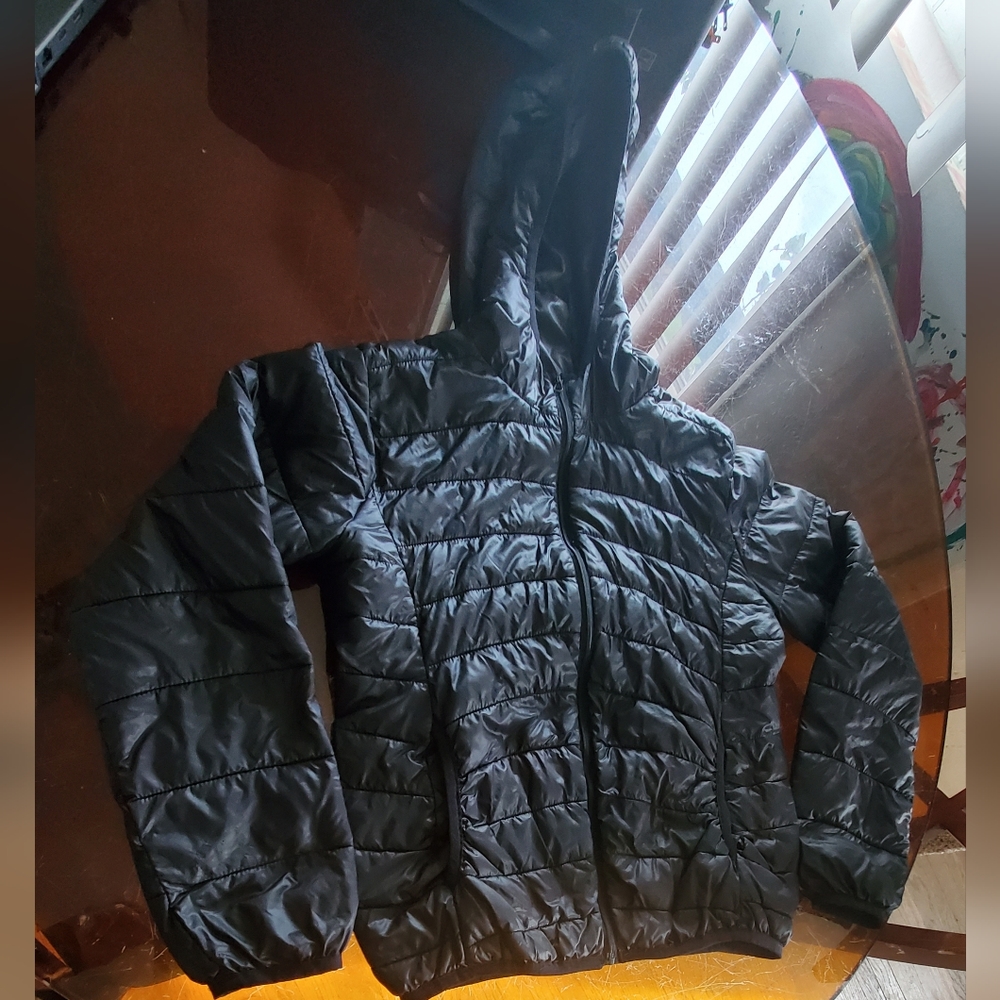 Black hooded puffy jacket Fiore by Tres Bien size S